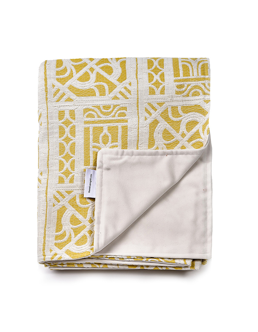 Bamboo Lattice Yellow/White Throw Blanket