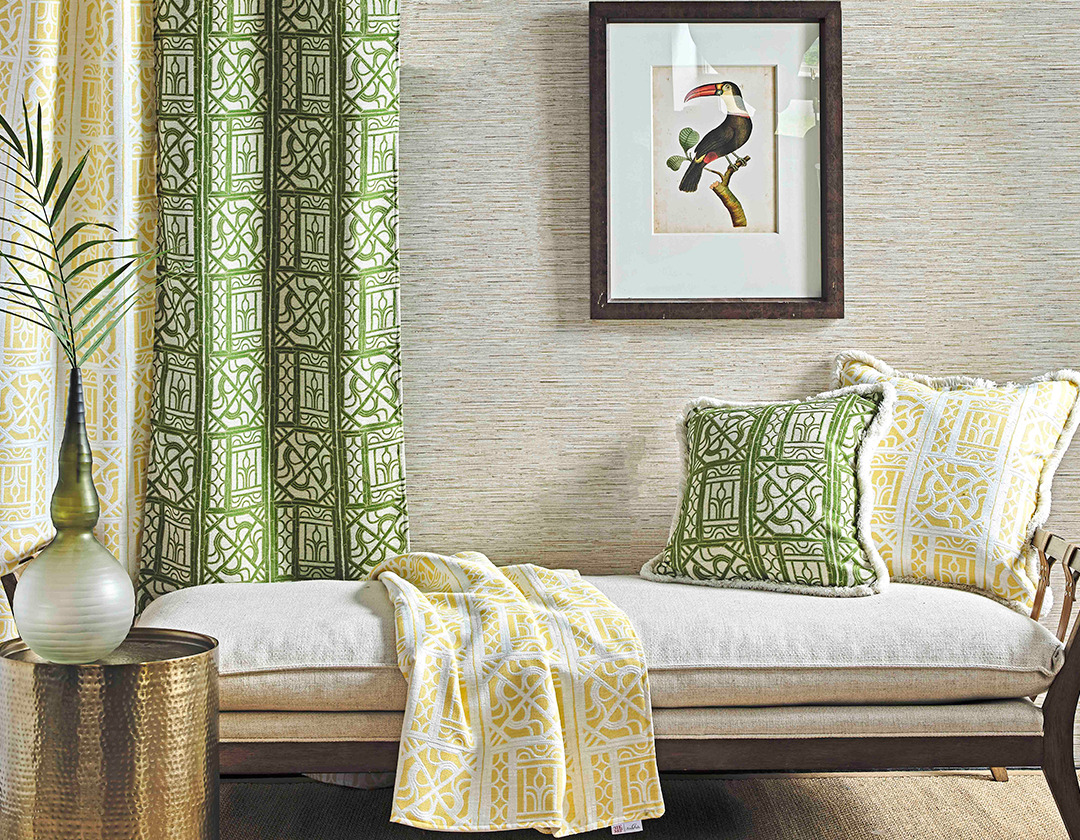 Bamboo Lattice Yellow/White Throw Blanket