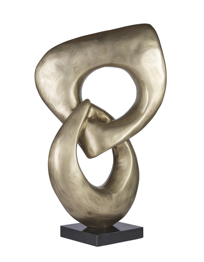 New-York-Design-Center-WNWN-Cosulich-Interior-&-Antiques-“Two Rings”-Contemporary-Italian-Gold-Patinated-Bronze-Abstract-Sculpture